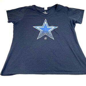 Dallas Cowboys NFL Football Womens Fanatics T-Shirt XL Black V-Neck Blue Star